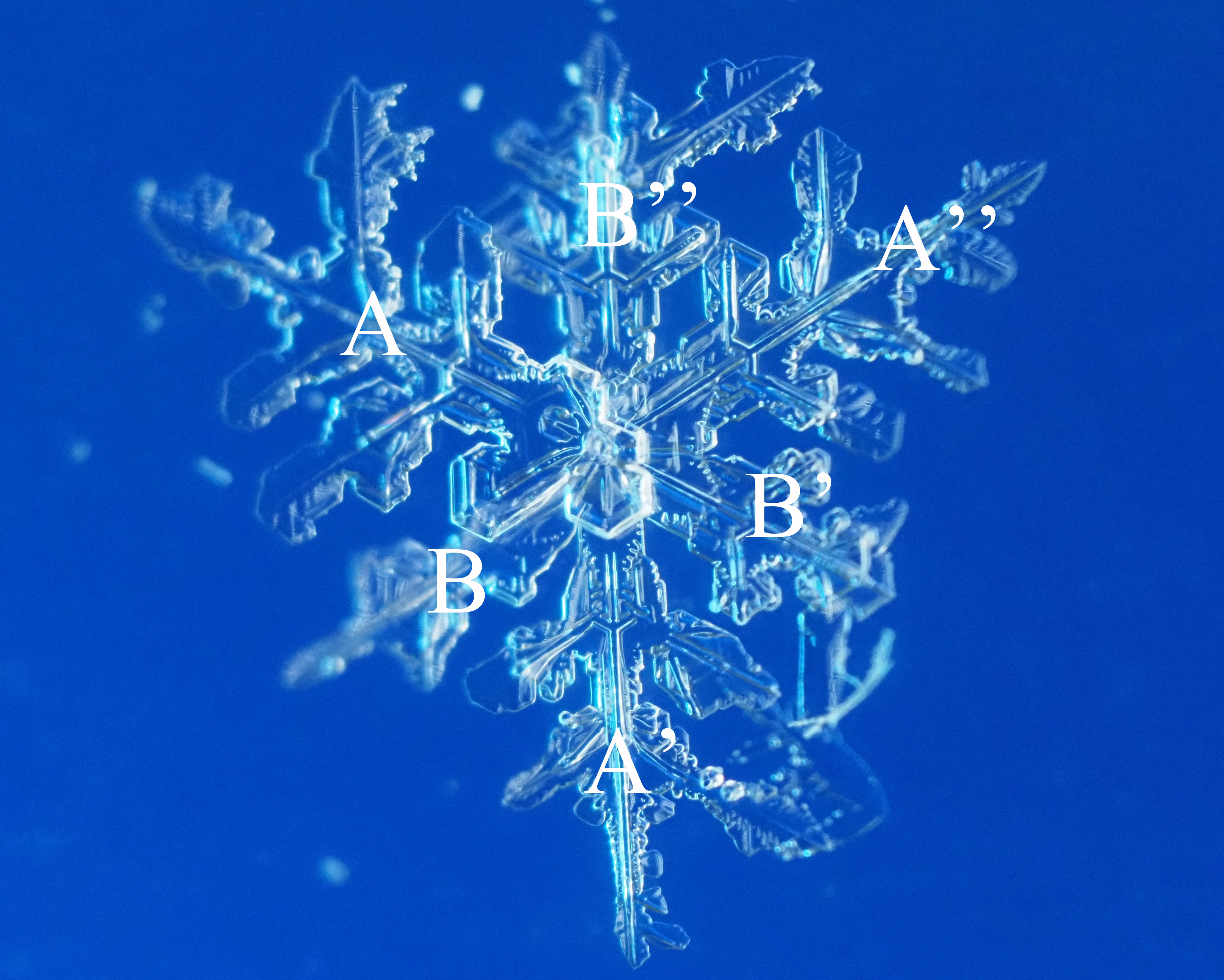 Triangular symmetry in snow crystals / 三回対称性