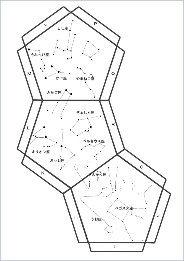 型紙1(正十二面体の星図)のプレビュー