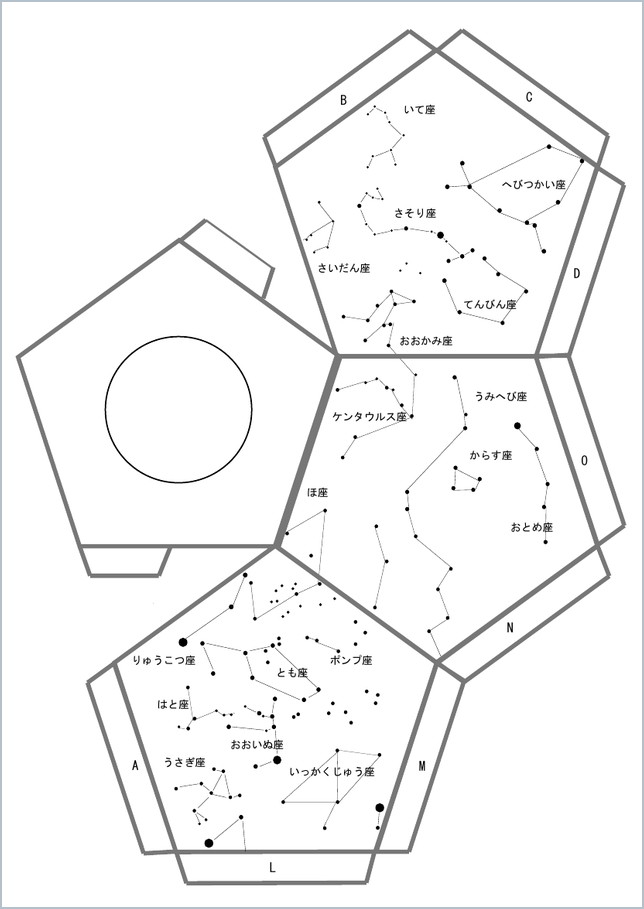型紙3(正十二面体の星図)のプレビュー